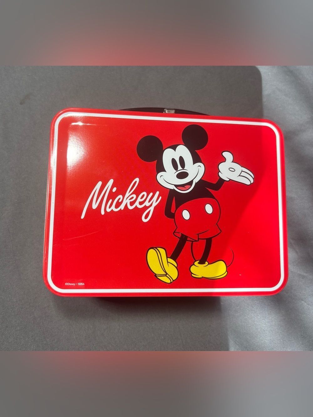 New Disney Red Mickey Mouse Tin Lunch Box with Yellow Shoes